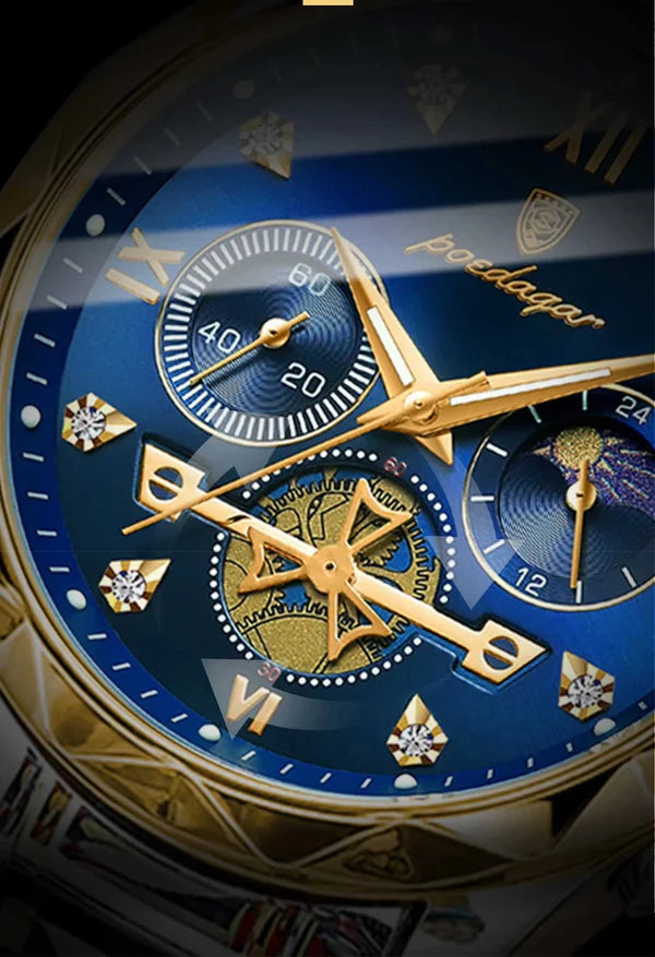 POEDAGAR ™  Montre chronographe étanche de luxe pour homme