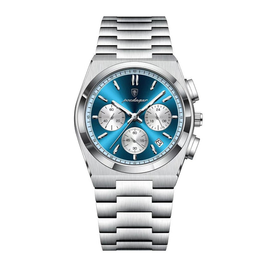 Montre Homme POEDAGAR™ Chrono Élégance Bleue